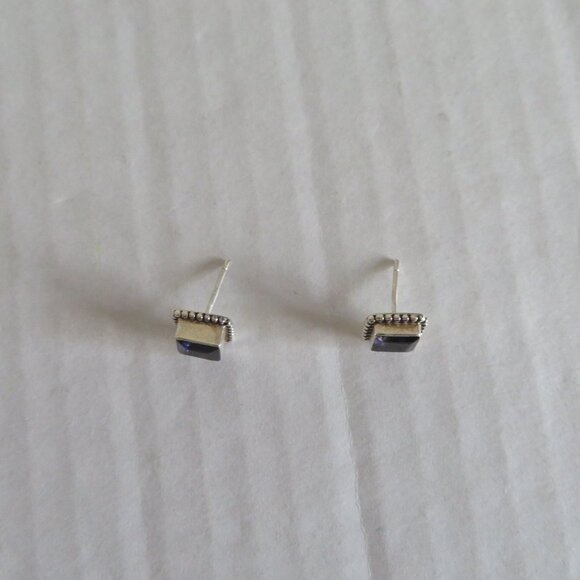 Sundance Catalog - Small Stud Earrings - Silver w/Dark Purple stone, NWOT - Picture 5 of 6